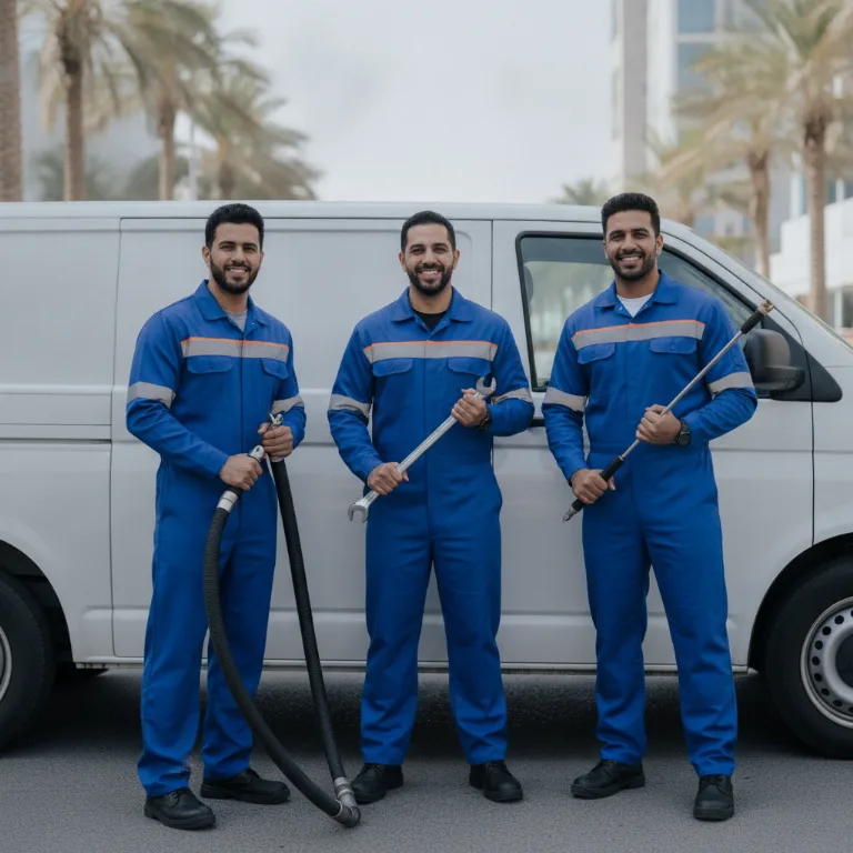 شفط بيارات فريق في مرسى دبي